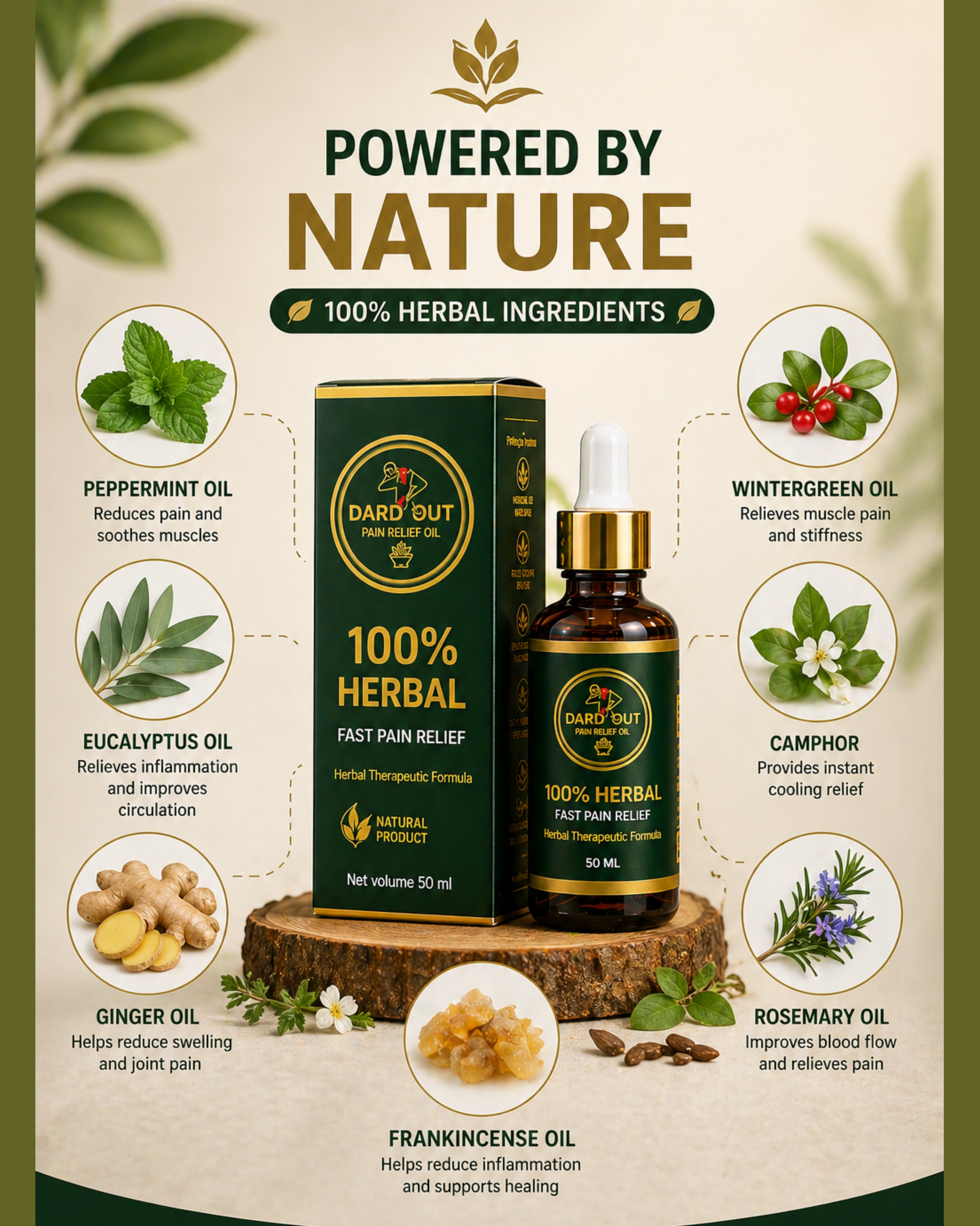 Dard Out Herbal Pain Relief Oil (50ml) – Fast Relief for Joint, Knee, Back & Muscle Pain